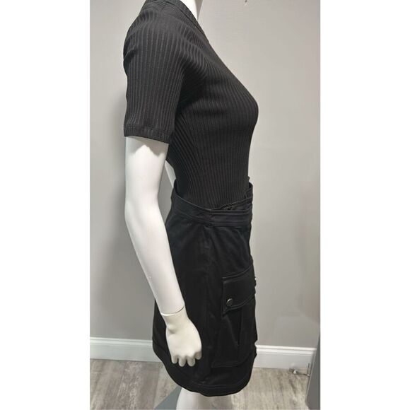 Veronica Beard Valerio Black Stretch Cotton Wrap-Effect Minidress Size Smalll - Picture 9 of 12